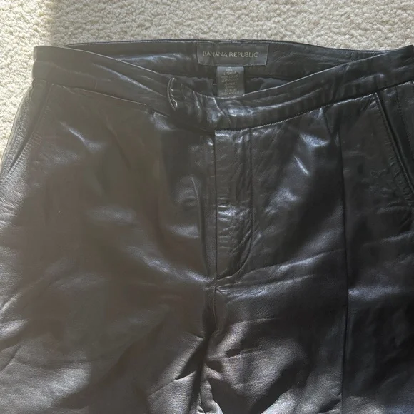 Banana Republic Midnight Black Leather Trousers - Picture 1 of 5